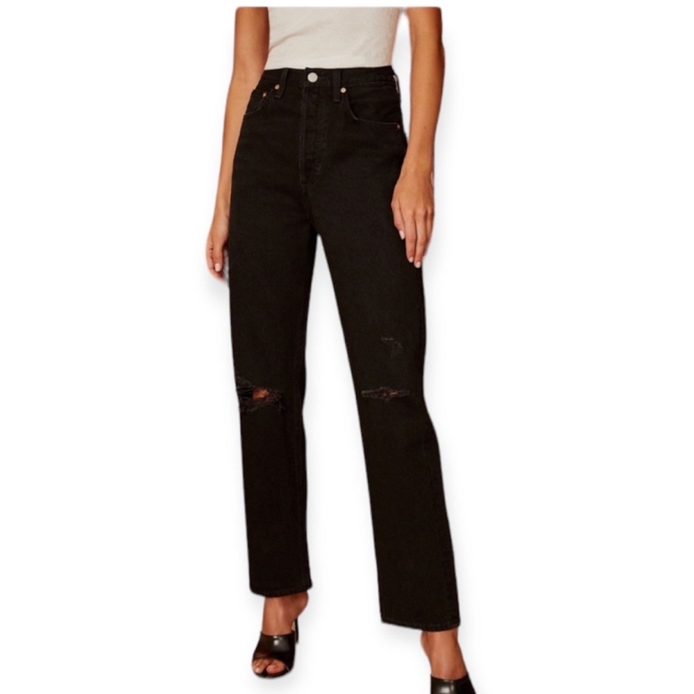 Aritzia Joni High Rise Loose- Black Ripped Jeans